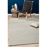 1x Rug Culture Grey Handmade Wool Blend Scandi Line Flatwoven Rug