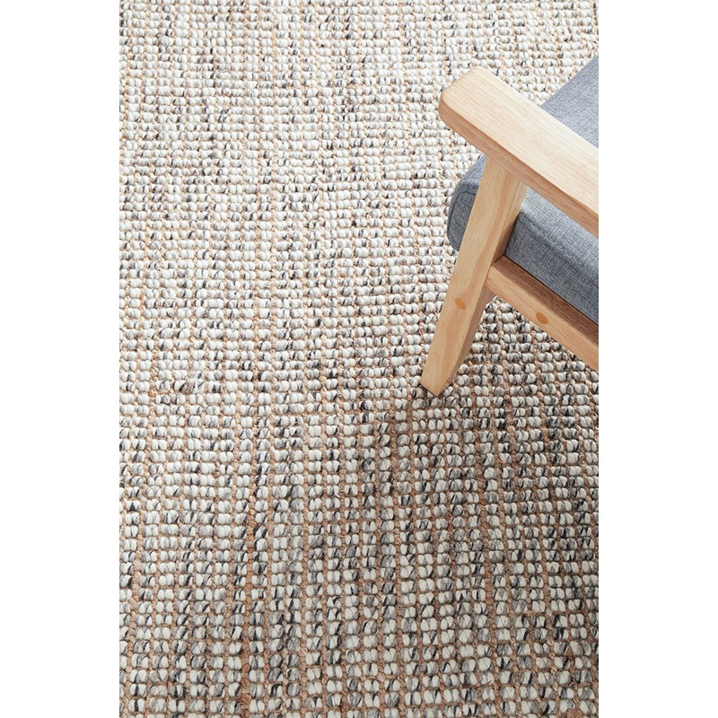 Buy Rug Culture Grey & Natural Hand Loomed Wool & Jute Rug MyDeal