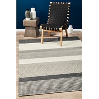 1x Rug Culture Monochrome Handmade Wool Blend Scandi Flatwoven Rug