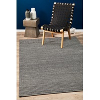 1x Rug Culture Monochrome Handmade Wool Blend Scandi Line Flatwoven Rug