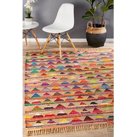 1x Rug Culture Multi Handmade Cotton & Jute Bohemian Flatwoven Fringed Rug