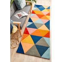 Rug Culture Multi Handmade High Quality Wool Geo Harlequin Runner Rug