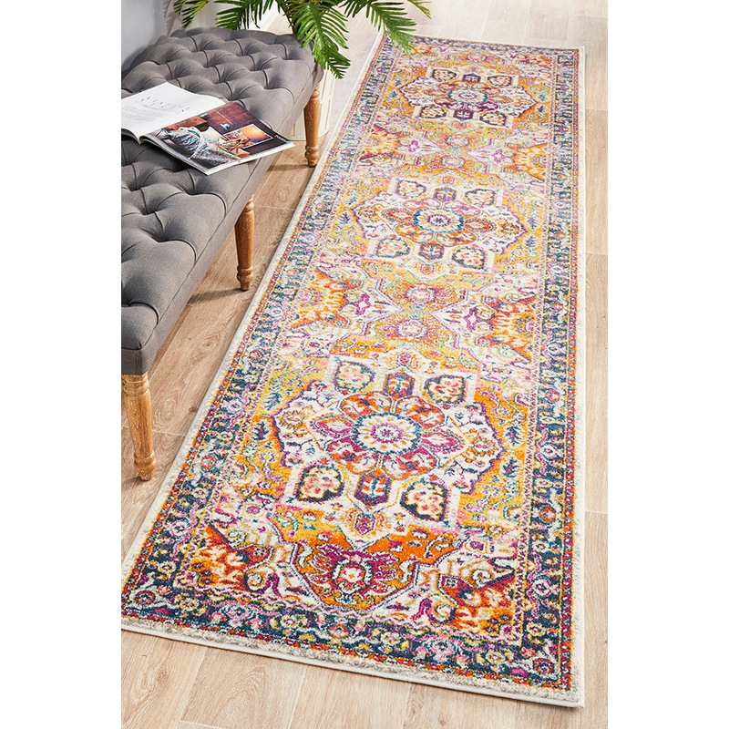 Buy Rug Culture Multi Rust Florette Vintage Look Runner Rug MyDeal