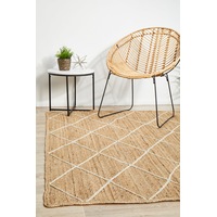 Rug Culture Natural & White Hand Braided Jute Diamond Rug