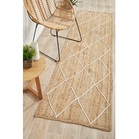 Rug Culture Natural & White Hand Braided Jute Diamond Rug