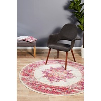 Abode Rug Culture Pink & Ivory Oriental Vintage Look Round Rug