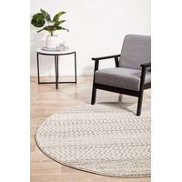 Rug Culture Silver & Off White Vintage Look Durable Round Rug