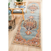 1 Abode Rug Culture Rust & Blue Vintage Look Aztec Runner Rug