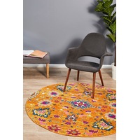 1 Abode Rug Culture Rust & Multi Floral Field Vintage Look Round Rug
