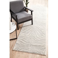 Abode Rug Culture Silver & Off White Zebra Print Durable Runner Rug
