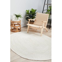 Rug Culture White Hand Braided Jute Oval Rug