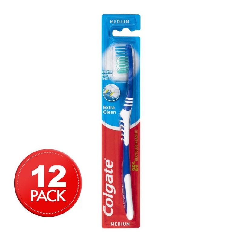 Buy 12 x Colgate Extra Clean Toothbrush With Rubber Tongue Cleaner ...