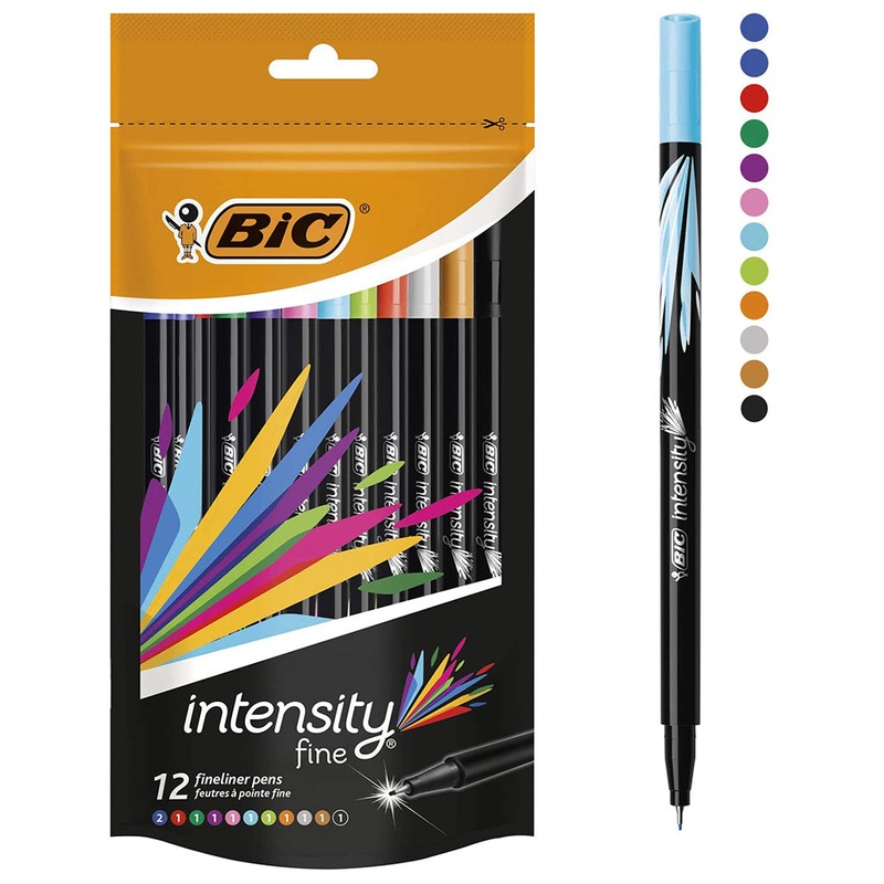 BIC Intensity Fineliners Pennarelli A Punta Fine 0,4mm | Confezione Da 12 | Blu | Per Scrittura, Appunti E Disegno Tecnico - Foto 6