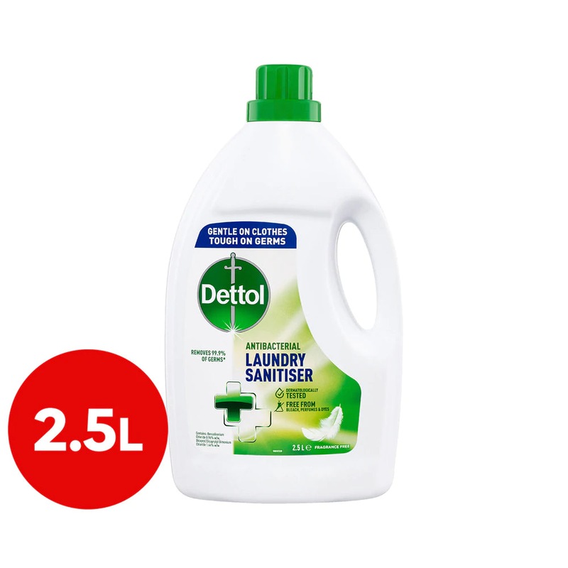 Buy Dettol Antibacterial Laundry Sanitiser Fragrance Free 2.5L MyDeal