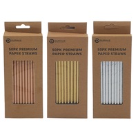 Eco Biodegradable Material Premium Paper Straws - 50PK
