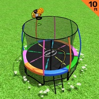 Kahuna Trampoline 10 ft with Basketball set - Rainbow