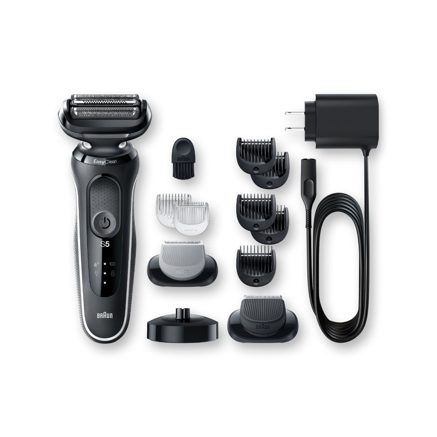 Braun Series 5 Easy Rinse Electric Shaver With Beard Trimmer Head & Charging Stand