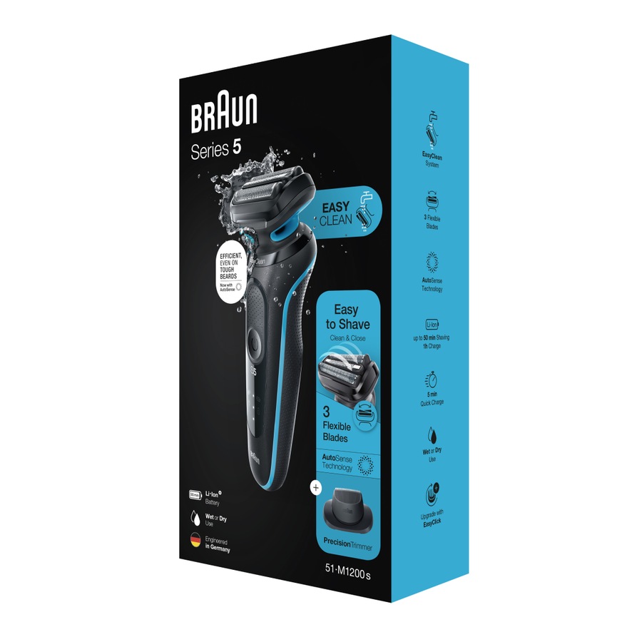 Braun Series 5 Easy Rinse Electric Shaver With Precision Trimmer Head