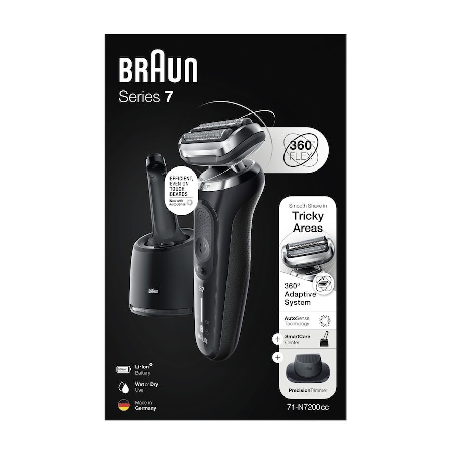 Braun Series 7 Wet & Dry Electric Shaver With Precision Trimmer Head & Clean & Charge Station