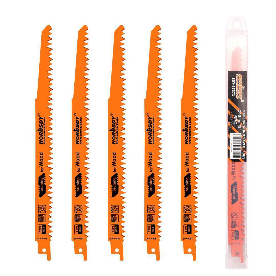 5Pc 9" / 240mm Reciprocating Saw Blades 5TPI Wood Timber Pruning Tool W/T