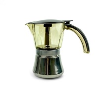 Black+Brown 3 Cups Stainless Steel Stove Top Espresso Italian Coffee Maker BPA Free