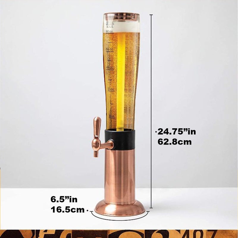 Beer Tower Dispenser with Ice Tube and Light - 3.2 Qt./3 L