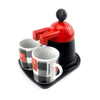 Red Mini expresso 2 cups ceramics coffee maker set Moka Coffee Maker Italian Classic