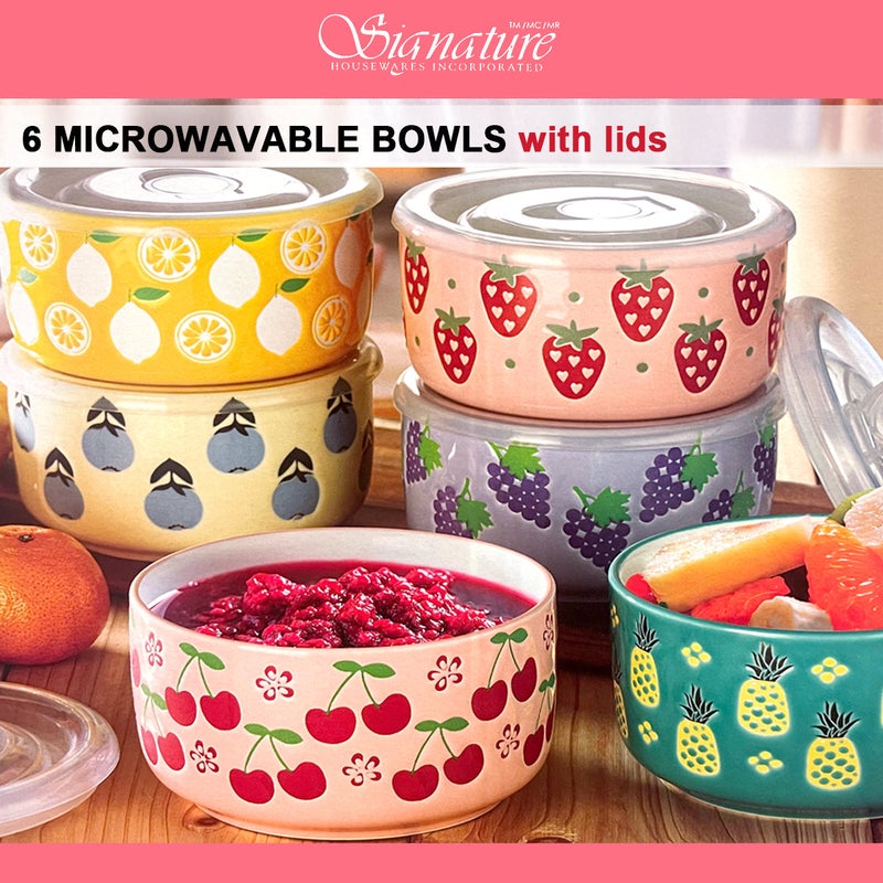NEW: Signature Stoneware Bowls with Lids, 6 Pack microwave and