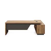 DreasyTech Executive Office Desk 2.2M With Return Brown Oak Colour