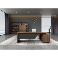 DreasyTech Executive Office Desk Adjustable 1.8M/2.0M With Left Return Brown Oak Colour