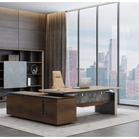 Knight Executive Office Desk 2.4M With Return Brown Oak