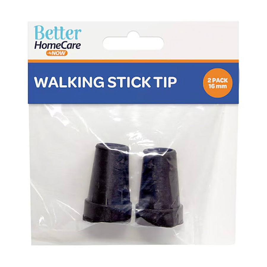 Better Homecare Now Home Care Walking Stick Tips Black 16mm Non-Slip End Caps Pack of 2