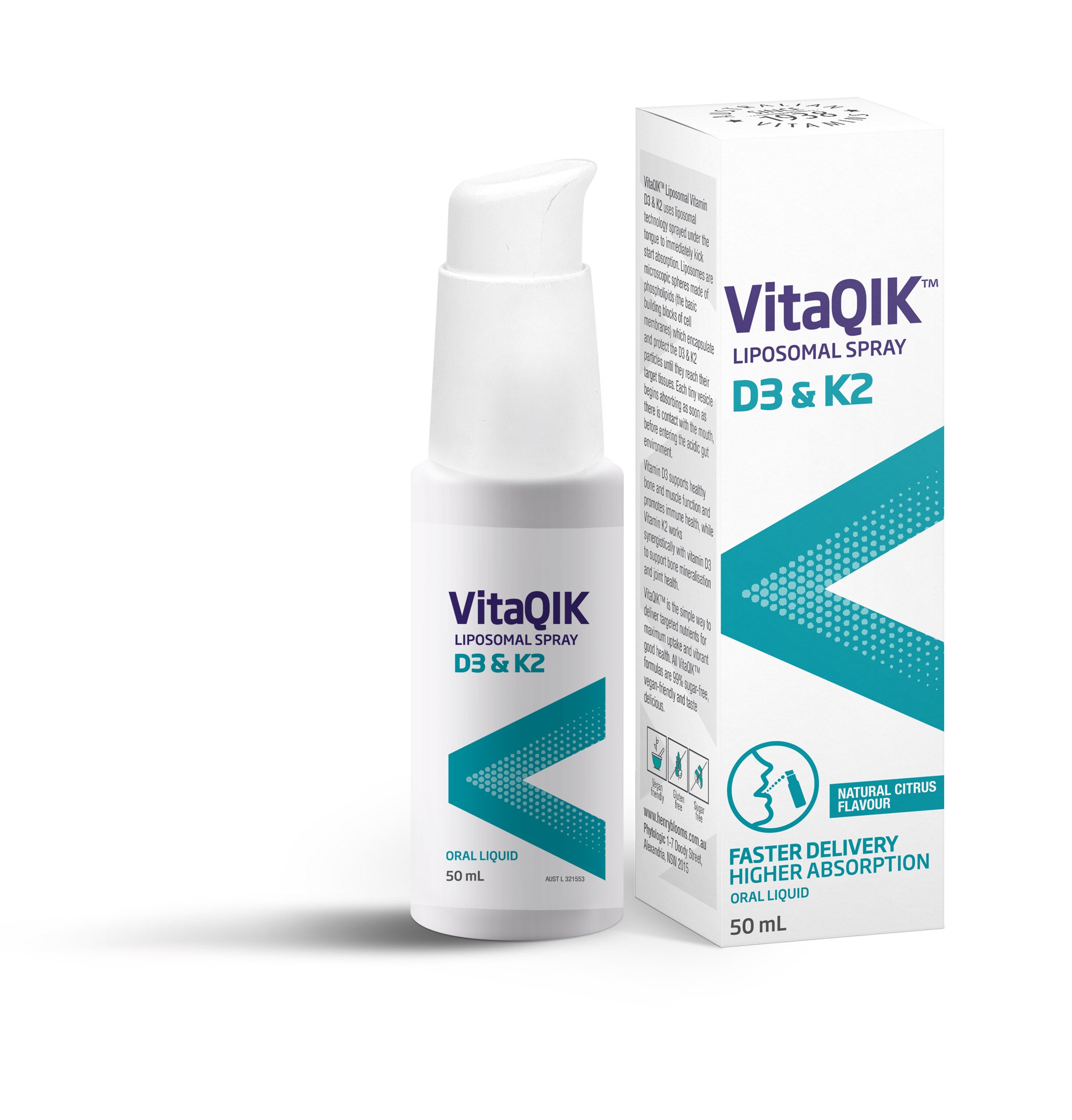 Henry Blooms Vitaqik Liposomal Vitamin D3 & K2 50ml Australia
