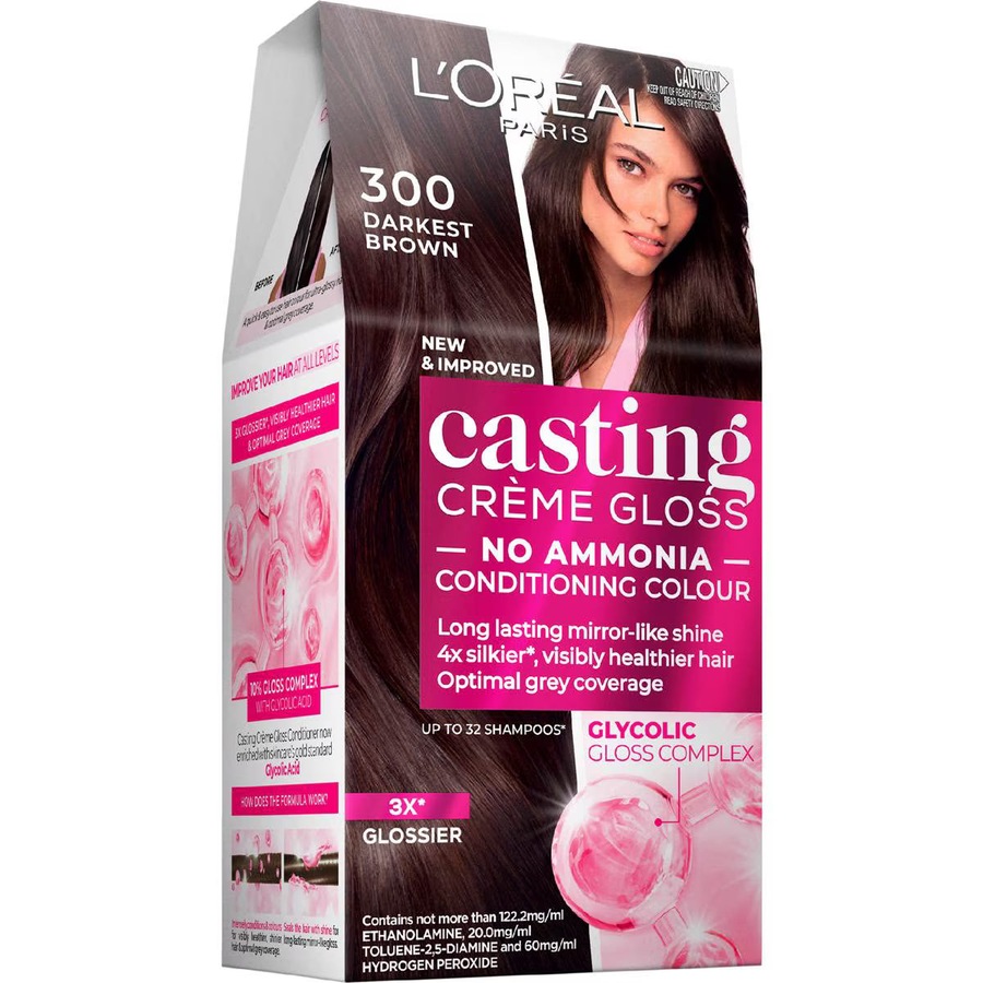 L'Oreal Paris Casting Creme Gloss Semi-Permanent Hair Colour - 300 Darkest Brown (Ammonia Free)