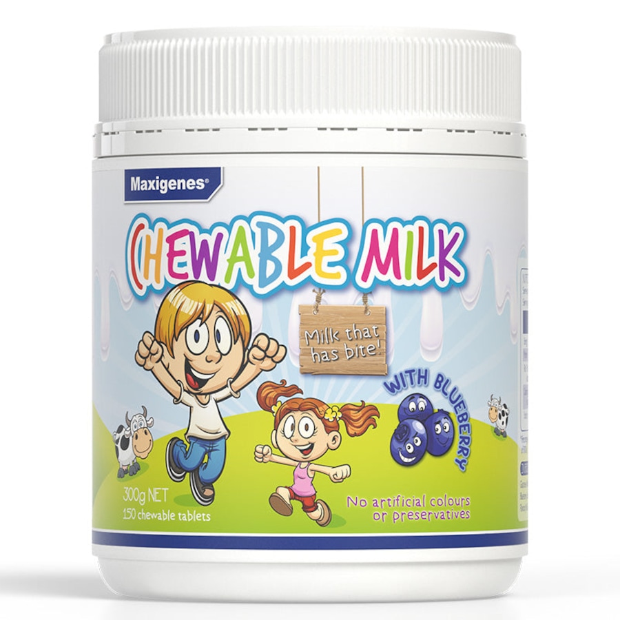 Maxigenes Chewable Milk With Blueberry 150 Tablets
