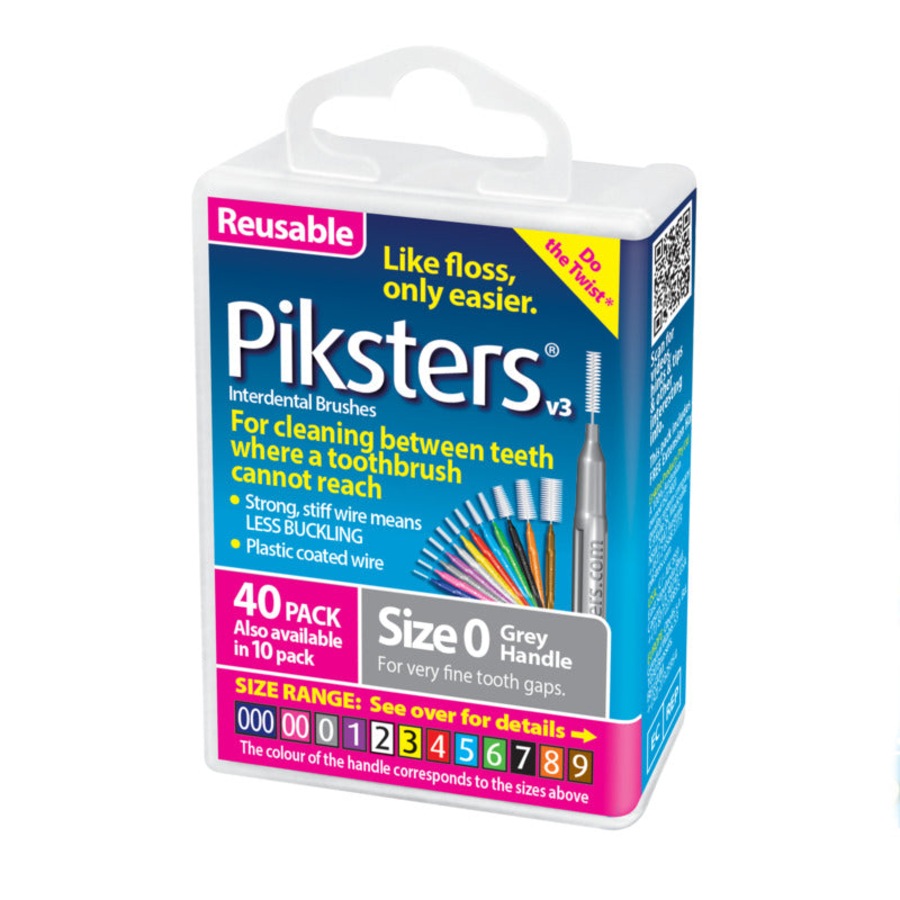 Piksters(R) Interdental Brushes Grey Size 0 40 Pack