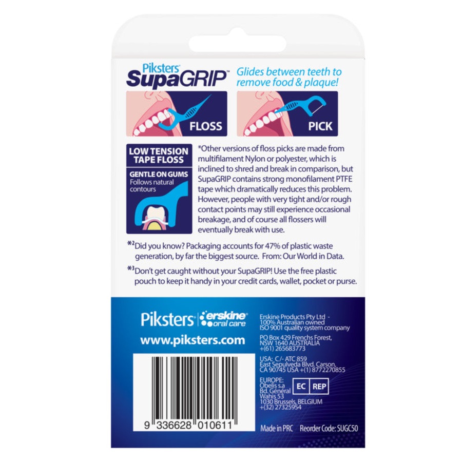 Piksters SupaGRIP Floss Picks 50 Pack