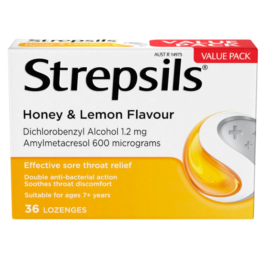 Strepsils Sore Throat Relief Honey & Lemon Lozenges 36 Pack