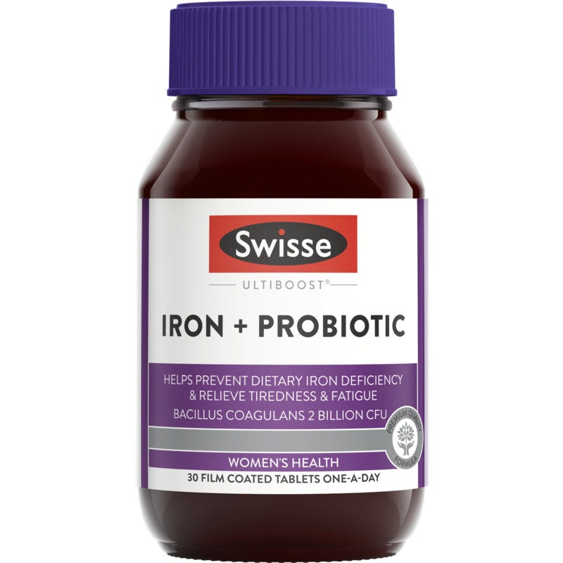 Swisse Ultiboost Iron + Probiotic 30 Tablets Australia