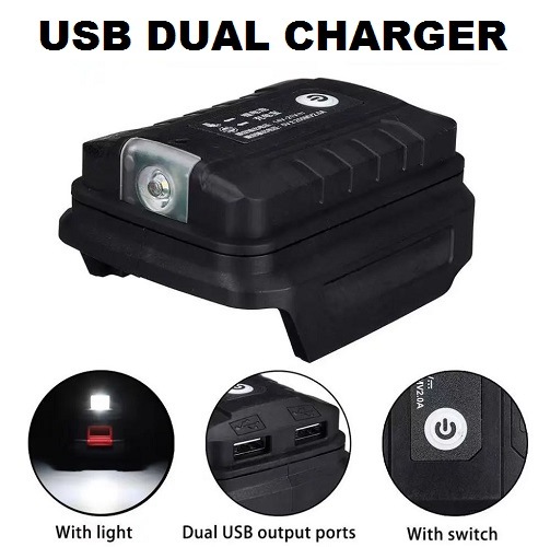USB Port Mobile Phone Charger Adapter & LED For Makita 18V Li ion