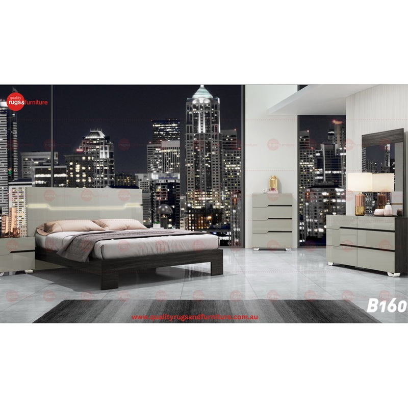 Buy Aurora Bedroom Suite Luxury Modern Queen Bed Grey Angley - MyDeal