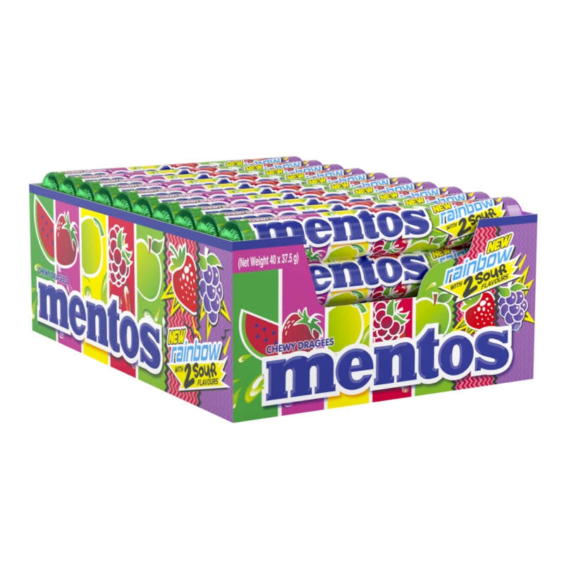 Buy Mentos Rainbow Candy Roll, 40 Rolls, Exciting Mix of a Rainbow of ...