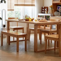 Bianca Long Wooden Solid Timber Dining Table/Office Table 160cm/200cm with Bench and Chairs One Set