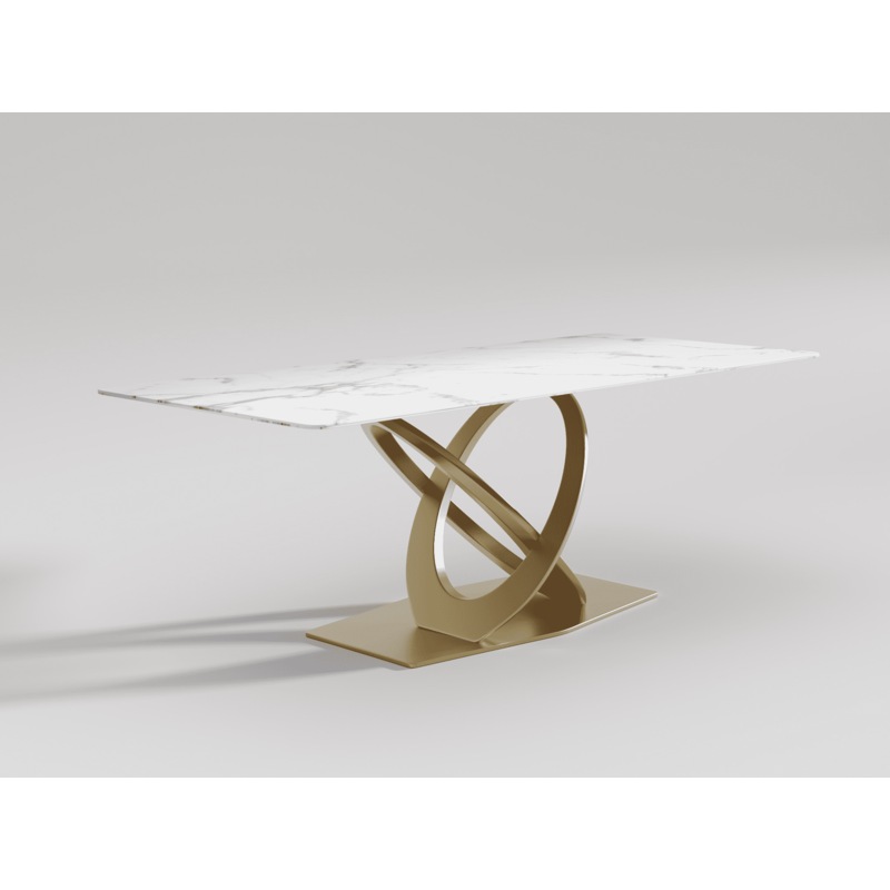 Buy Crius Gold Base Rectangular Marble Dining Table/Steel Legs/Regular