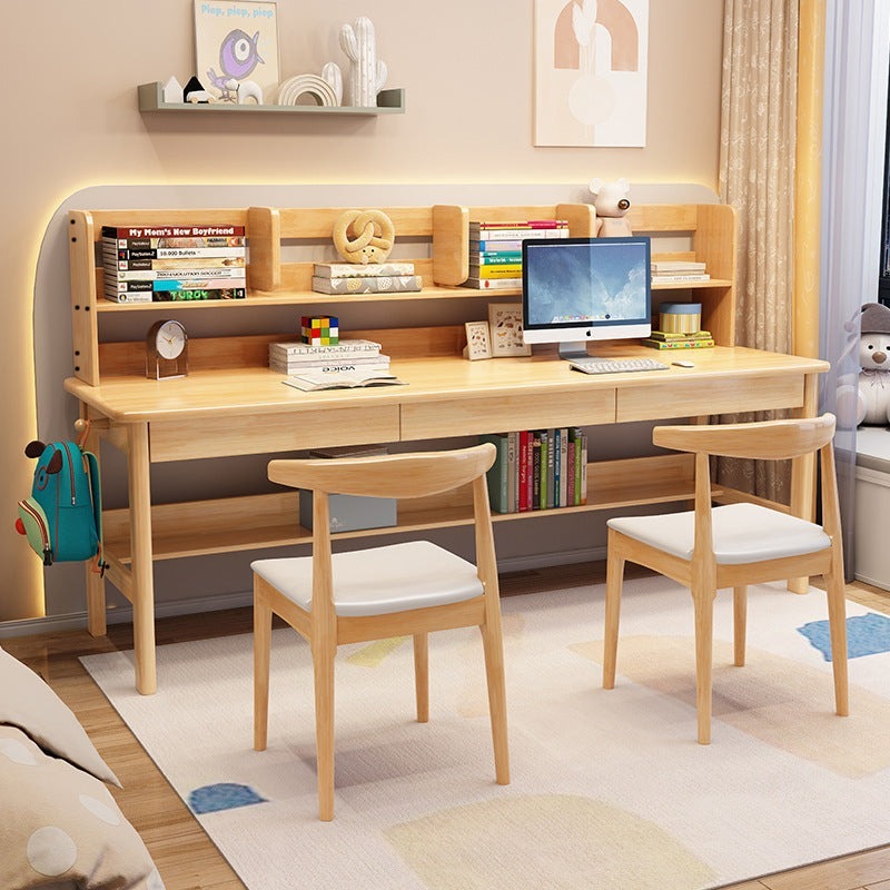 Buy Dalenna Solid Wood Study Desk with Book Shelves and Drawers/Rubberwood/Long Study Desk