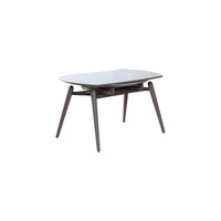 Extendable Round Dining Table With White Stone Top/Steel Legs