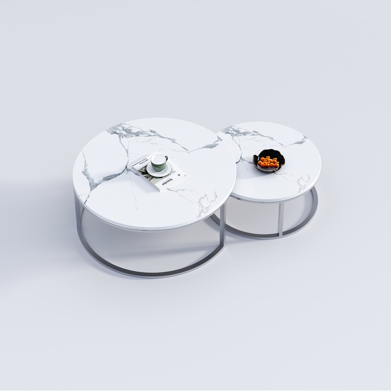 Buy Gloria Morden/Nesting Marble Coffee Table Set (Sliver Base