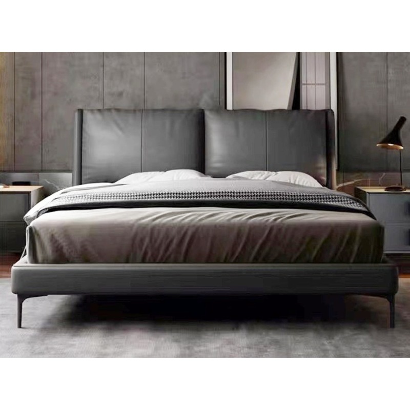 Buy Lelantos luxurious Leather Bed Frame/Carbon steel legs/Greyish Black/Queen/King MyDeal