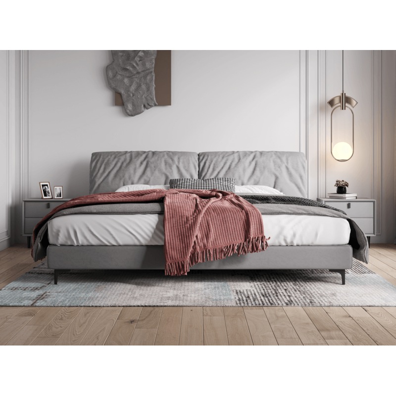 Buy Rick Luxurious Grey Suede Bed Frame/Steel legs/Queen/ King MyDeal