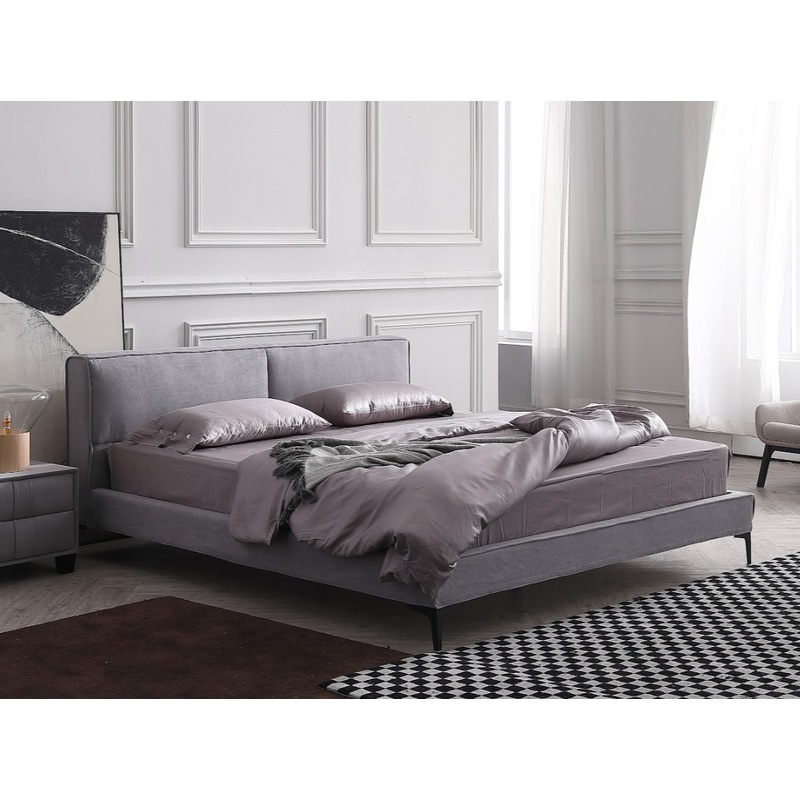 Buy Rio Grey Fabric Bed Frame Upholstery/Steel Legs/ Queen/ King MyDeal